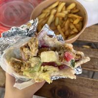 Falafel pita and fries  at Shawarma Gyros Ház in Budapest