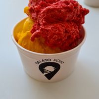 Mango and raspberry at Gelato Point in Bratislava