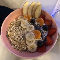 Greek yoghurt fruit bowl  at Syko Juice & Coffee bar in Sevilla