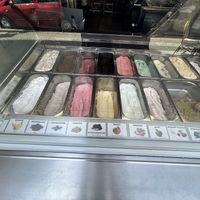 Most of the options labeled as “Fruchteis” were vegan according to the waiter, including “Bitterschokolade”.  at Eiscafe la Gondola in Goerlitz