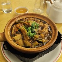 Courgette and pork clay pot at Hey Hey Vegan Cuisine in Sale