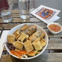 Imperial roll vermicelli bowl with fried tofu  at Bistro CÔ ÚT - Montréal in Montreal