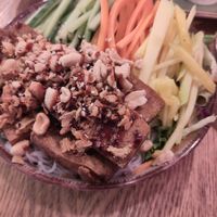 Bun Tofu - Bowl of noodles with fresh vegetables and Tofu (order of the fish sauce) at Hachi - Asian Grill in Bayreuth