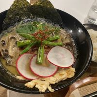 Truffle Ramen $35
Served with shimeji mushrooms, oyster mushroom, seasonal vegetables, black fungus, and seaweed. Mine came with asparagus, radish, tomato, and rocket  at Towzen - Sydney in Sydney