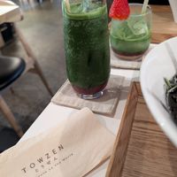 Iced sparkling strawberry matcha at Towzen - Sydney in Sydney