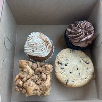 Carrot cake cupcake, death by chocolate cupcake, coffee cake, and cookie dough sandwich   at The Caring Kitchen - Orangevale in Orangevale
