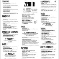 Menu  at Zenith in Matosinhos