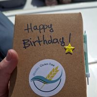 Special birthday vegan galaktabureko at Rhodes Gluten Free in Rhodes