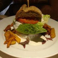 Veggie burger at Vegan Restoran V in Tallinn
