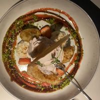 Caramelised Bananas with ice cream with strawberry sirup & hazelnut at Vegan Restoran V in Tallinn