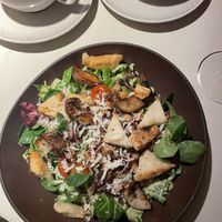 Caesar salad with fried portobello mushroom   at Vegan Restoran V in Tallinn