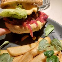 The burger at Vegan Restoran V in Tallinn