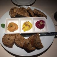 Selection of spread with bread  at Vegan Restoran V in Tallinn