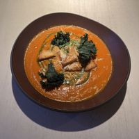 Smoky tomato and sheese soup  at Vegan Restoran V in Tallinn