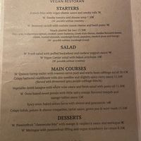 English menu  at Vegan Restoran V in Tallinn