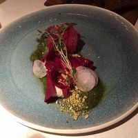 Beetroot ravioli starter  at Vegan Restoran V in Tallinn