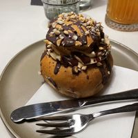 Snickers holiday bun    at Vegan Restoran V in Tallinn