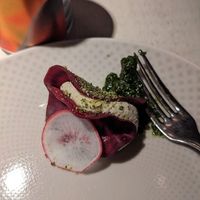 The beet appetizer with cheese filling--so good! at Vegan Restoran V in Tallinn