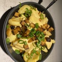 Fries and cheese sauce   at Vegan Restoran V in Tallinn