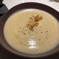 Cauliflower+ Artichoke Soup with Trouffel Oil ❤️  at Vegan Restoran V in Tallinn