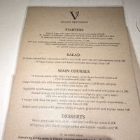 Menu at Vegan Restoran V in Tallinn