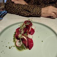 Beetroot ravioli at Vegan Restoran V in Tallinn