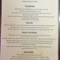 Vegan Restoran- Menu at Vegan Restoran V in Tallinn