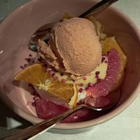 Blood orange pavlova at Vegan Restoran V in Tallinn