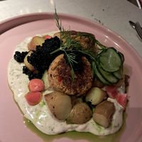 "Tofish" patties with seaweed caviar at Vegan Restoran V in Tallinn