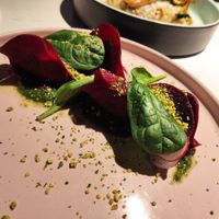 Beetroot ravioli at Vegan Restoran V in Tallinn