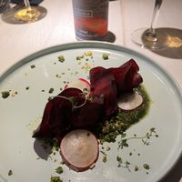 beet root ravioli   at Vegan Restoran V in Tallinn