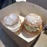 Original and pistachio vastlakukkel  at Vegan Restoran V in Tallinn