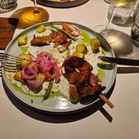 Once again, I was too hungry to take a photo of my food before I dug in. I had the BBQ sou skewers with potatoes. Yummy! at Vegan Restoran V in Tallinn