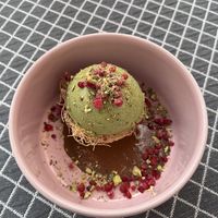 Dubai chocolate cream ball  at Vegan Restoran V in Tallinn