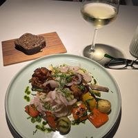 BBQ soy skewers. With new potatoes  So much flavor.   at Vegan Restoran V in Tallinn