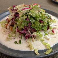 Absolutely superb lentil lasagna with white wine sauce. at Vegan Restoran V in Tallinn