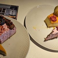 Cake - Blueberry Mousse + Mango Passionfruit at Vegan Restoran V in Tallinn