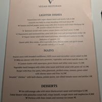 Menu at Vegan Restoran V in Tallinn