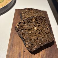 Estonian bread to try-made with molasses-we loved it!  at Vegan Restoran V in Tallinn