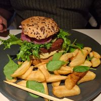 Vegan burger at Vegan Restoran V in Tallinn