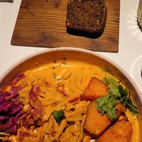 Red curry with noodles & sweet potato... Amazing! at Vegan Restoran V in Tallinn