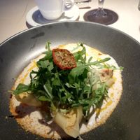 Pasta shells filled with tofu in a white wine sauce at Vegan Restoran V in Tallinn