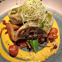 Burritto w/ Tofu-bean filling, mango sauce and Griller vegetables at Vegan Restoran V in Tallinn