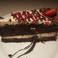 Cappuccino cake, remembers my childhood, so light, soft and moist!!! Simply perfect!!! at Vegan Restoran V in Tallinn