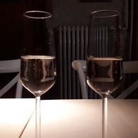 Rhubarb sparkling wine at Vegan Restoran V in Tallinn