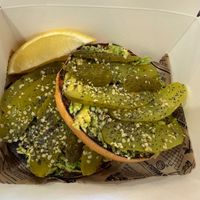 Off menu avocado and gherkin bagel at Sunshine Açai in Mooloolaba