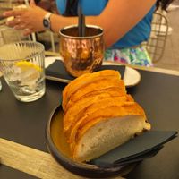 Chilled carrot soup in copper mug at La Bocca in Hvar