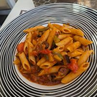 Pasta Mediterranean at Megkan Ice Cream in Santorini