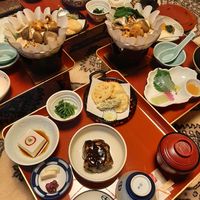 Dinner set - I cant recall exactly which size we chose, but it is larger than the average meal set at Ekoin in Koya