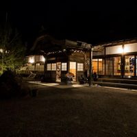 Front door at night at Ekoin in Koya
